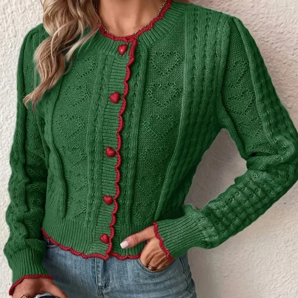 Green and Red Women's Sweater - Picture 4 of 4